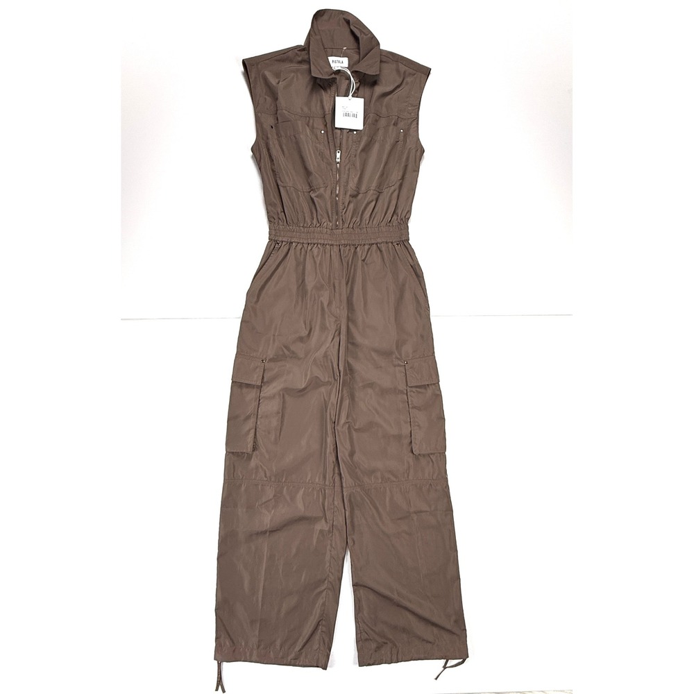 NWT Pistola Becca Utility Jumpsuit XS Cedar Brown Cargo Wide Leg Zip Front #1974